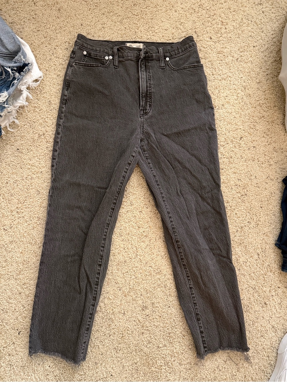 Madewell Straight Leg Washed Charcoal Jeans